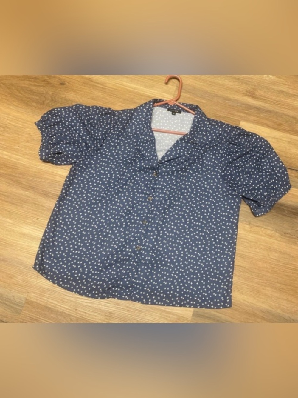 Women’s Navy Blue star Dot Button-Up Top XL NWOT